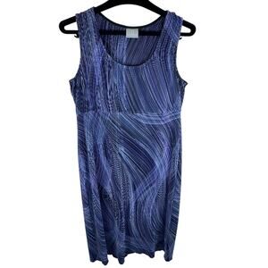 Rabbit Rabbit Rabbit Vintage Blue Swirl Pattern Accordion Stretchy Tank Dress 12